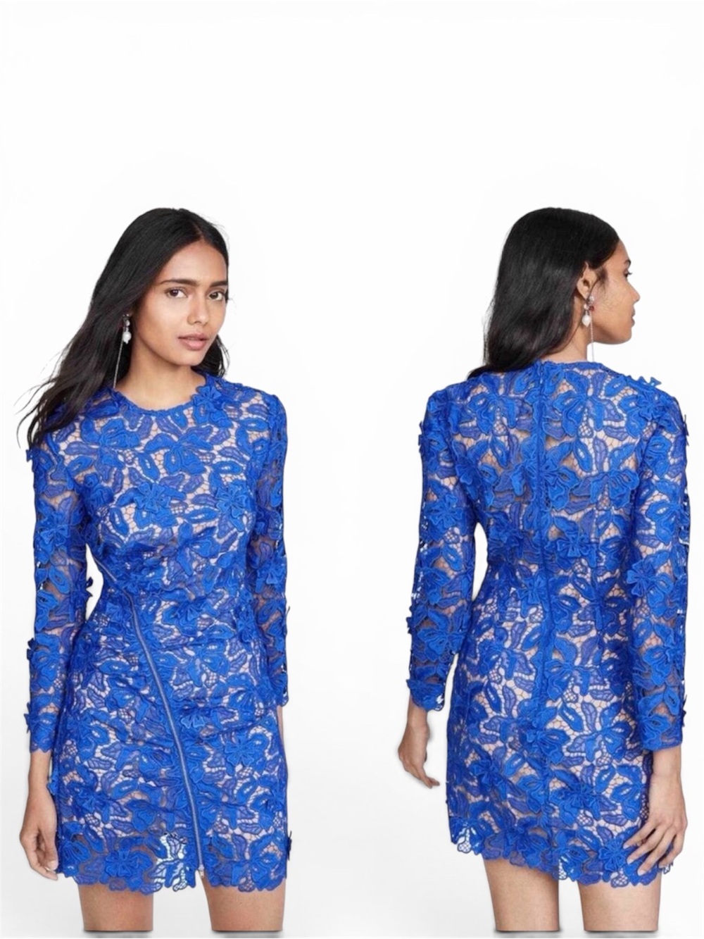 Self Portrait 3D Lily Blue Lace Mini Dress Size 8